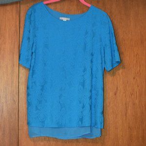 Dana Buchman Aqua Floral Top Size M, Like New